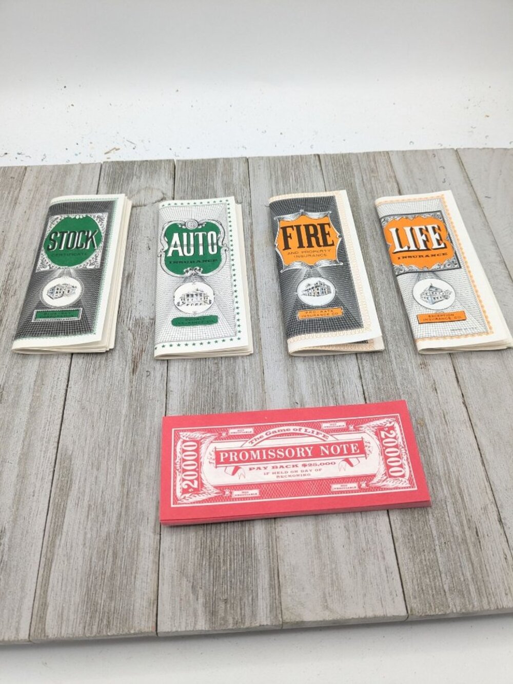 The Game of Life Replacement Parts 1960 Insurance Fire Auto Stock Promissory